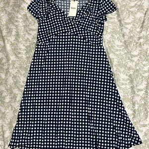 Leota Black, Blue and White Checkered Midi Dress